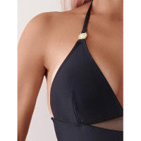 2025 nuevo bikini de una pieza sin espalda, traje de baño sexy de retales de malla ajustado para mujer - details 2