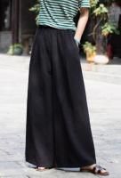 Pantalones de pierna ancha sueltos con cintura elástica de lino para mujer moda coreana informal 2025 - details 13