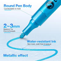 Marcador de color metálico súper dorado, 12/18 Farben funkelnde metallische Glitzermarker, acrílico-Farbstifte für Felsmalerei, Glas - details 4