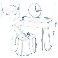 Mesa de Maquillaje Ajustable con Espejo LED Silla de Terciopelo para Habitación - details 1