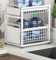 Under Sink Storage Rack Pull out Cabinet Organizer Kitchen Sliding Drawer Storage Basket Handle Bowl Plate Rack Holder Shelves - details 16