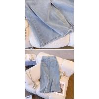 Falda vaquera de longitud media para mujer, falda acampanada por encima de la rodilla, Vintage, elegante, con abertura lateral, cintura alta, verano 2024 - details 9