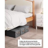 Juego de 3 Cajas Plegables Organizadores de Tela con Asas para Ropa y Juguetes Gris - details 3
