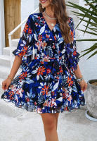 Vestido fluido sin tirantes con estampado floral bohemio para mujer, verano 2025 - details 13