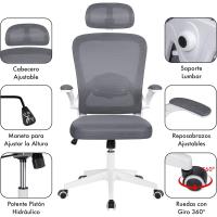 Silla de Oficina Giratoria con Ruedas Transpirable, Ajustable, Soporte Lumbar para Hogar y Oficina - details 15