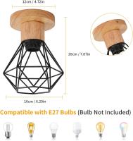 Goeco-Lámpara de Techo de Hierro y Madera, Plafón para Techo de Estilo Vintage para Sala de estar, Dormitorio, Pasillo, Comedor - details 2