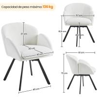 Silla Giratoria de Oficina 360° Diseño de Flor para Escritorio Silla de Maquillaje Chenilla para Sala de Estar, Dormitorio y Estudio Color Blanco - details 2