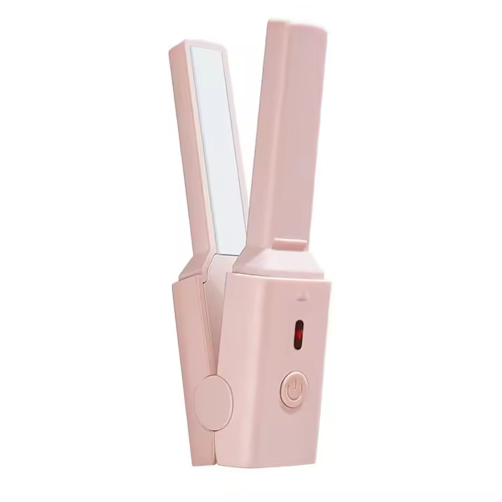 Mini alisador y rizador de pelo portátil, USB, calentamiento rápido, plancha plana, rizador de pelo, herramienta de peinado, Rosa Sakura - 1