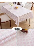 Mantel de mesa de comedor rectangular semitransparente de PVC suave impreso de plástico blanco, mantel resistente al calor - details 10