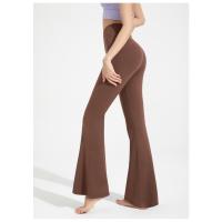 Pantalones acampanados antibacterianos, pantalones de yoga micro deportivos de cintura alta para mujer, pantalones de pierna ancha adelgazantes color piel - details 14