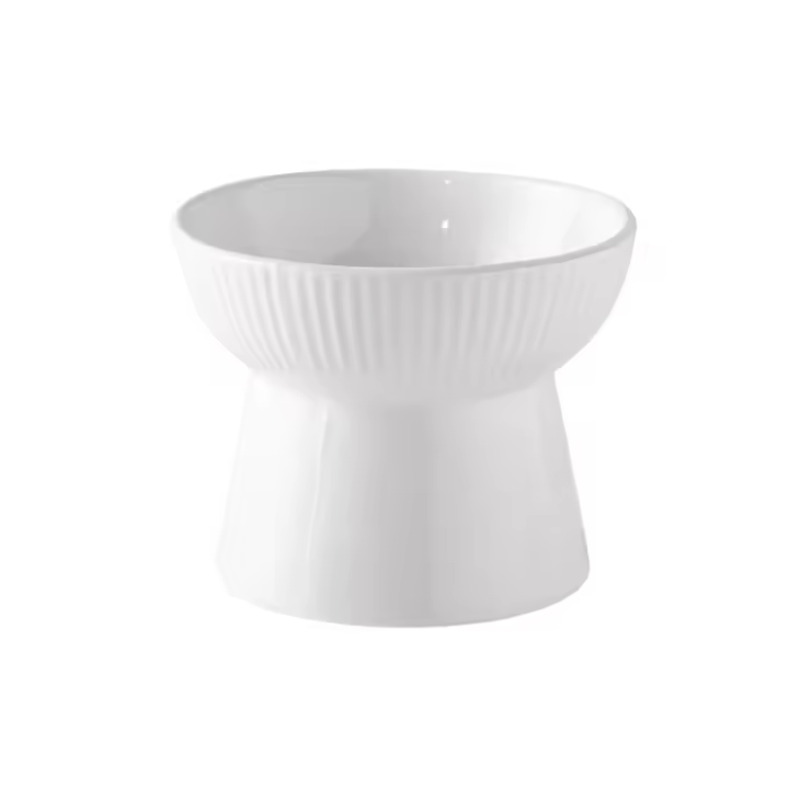 Cuenco de cerámica para gatos, cuenco creativo inclinado/plano para mascotas, base alta, multiusos, antivuelco, alimentador para beber para mascotas, protección del cuello - 1