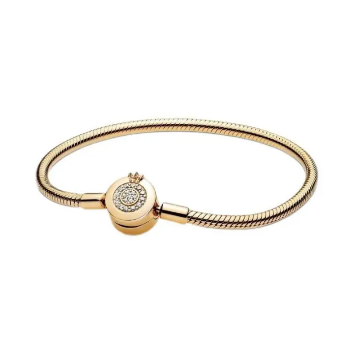 Pandora Chapado en Cobre Blanco Gruzo Plata Gold Rose Huesode serpiente pulsera AMOR Amor pulsera - 1