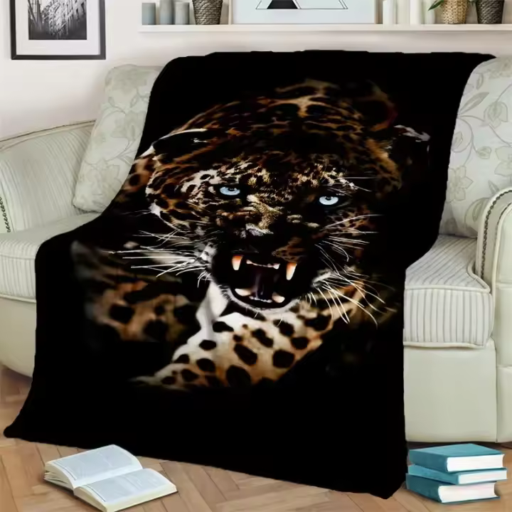 Manta de dibujos animados de guepardo, leopardo, Animal de bestia, manta suave para el hogar, dormitorio, cama, sofá, Picnic, viaje, oficina, manta para niños - 1