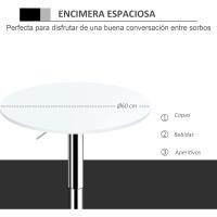 Mesa de Bar Regulable en Altura con Base Redonda y Antideslizante para Cocina Comedor Ø60x69-93 cm Blanco - details 5
