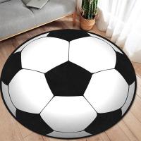 Alfombras redondas con estampado de fútbol para decoración de dormitorio de niños, alfombra de franela lavable antideslizante para decoración para sala de estar, alfombra redonda para suelo - details 3