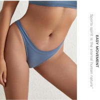 Tanga de algodón acanalado sin costuras para mujer, bragas de Bikini de cintura baja simples, ropa interior deportiva para niñas - details 12