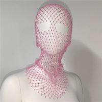 Máscara de cubierta de tocado de red, turbante, sombrero, máscara de novia para boda, velo de malla con diamantes de imitación, tocado de rejilla, máscara de cabeza de cristal, diadema de diamante - details 4