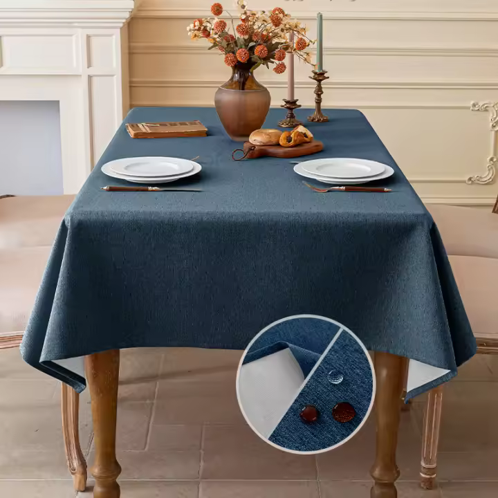 Mantel Rectangular 3 en 1 Impermeable-Antimanchas-Antipolvo Estilo Minimalista Sofisticado para Mesas de Centro y Cena Decoración Moderna con Textura de Algodón y Lino Fácil Mantenimiento - 1