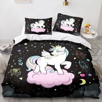 Juego de Ropa de Cama con Dibujos Animados de Unicornio para Niños Funda de Edredón de Caballo Arcoíris Cubierta de Almohada para Cuna de Bebé Linens de Cama Encantadores - details 10