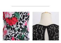 Lace patchwork summer women a line elegant vintage party dress with belt - details 63