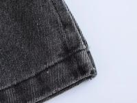 Cazadora vaquera corta + vaqueros de pernera ancha con pliegues drapeados, traje, blazer, casual Cuello con solapas, top de manga larga, pantalones sueltos - details 7