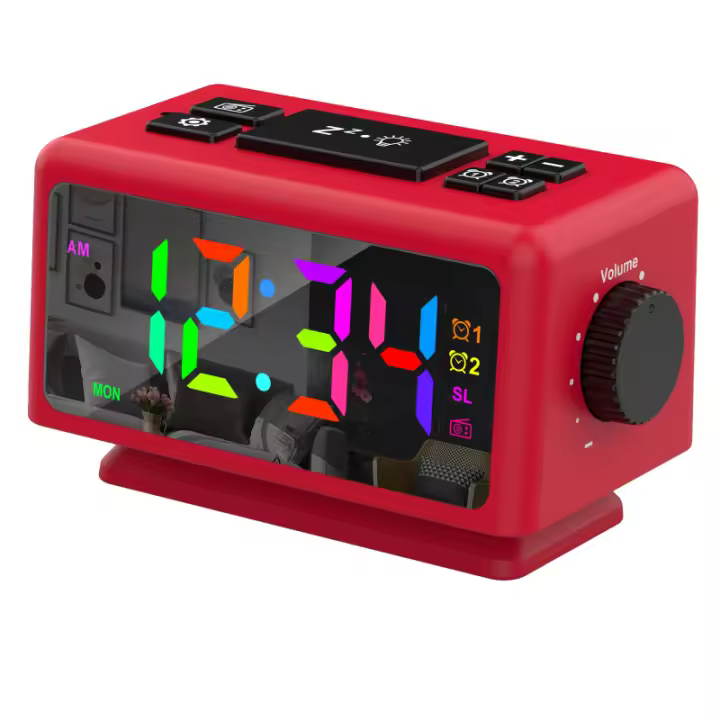 Reloj Despertador RGB de Gran Pantalla Calendario Perpetuo, Radio FM, Función Snooze, Ajuste Automático de Brillo, Carga USB - 1