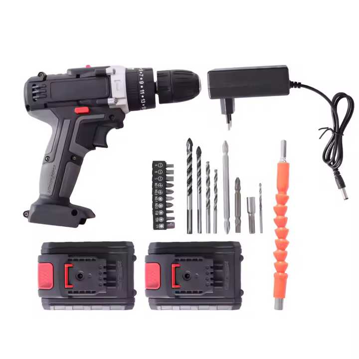 Juego de destornilladores inalámbricos LED, Taladro Inalámbrico de 48V con 2 baterías y cargador, 25-28 - 1