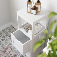 Madera Armario para baño Armario de almacenaje Botiquín Mesita de Noche Rinconera 2 Cajones Blanco - details 5