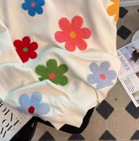 Jersey coreano con bordado Floral, suéter de alta calidad para mujer, Tops elegantes de punto con cuello redondo - details 10