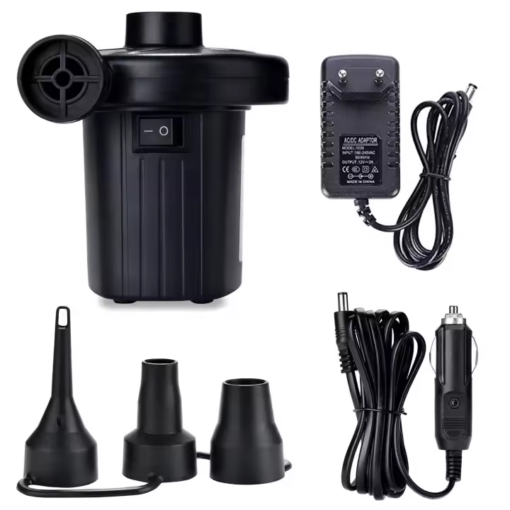 Bomba de Aire Eléctrica Portátil, Inflador para Colchones Inflables, Piscinas, Barcos, Juguetes Inflables o Camping, con 3 Accesorios, 240V AC / 12V DC - 1