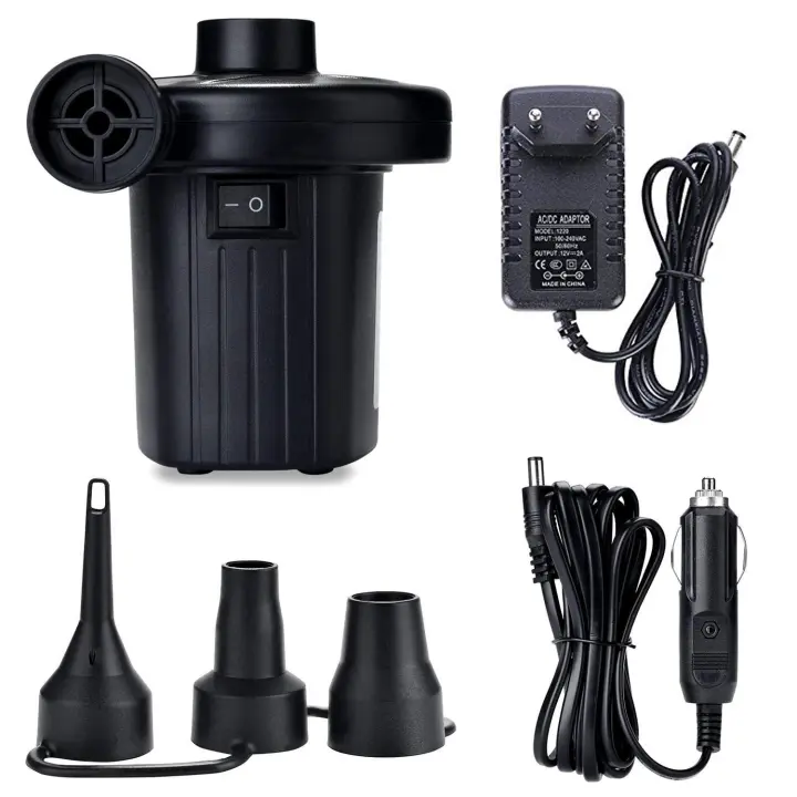 Bomba de Aire Eléctrica Portátil, Inflador para Colchones Inflables, Piscinas, Barcos, Juguetes Inflables o Camping, con 3 Accesorios, 240V AC / 12V DC - 1