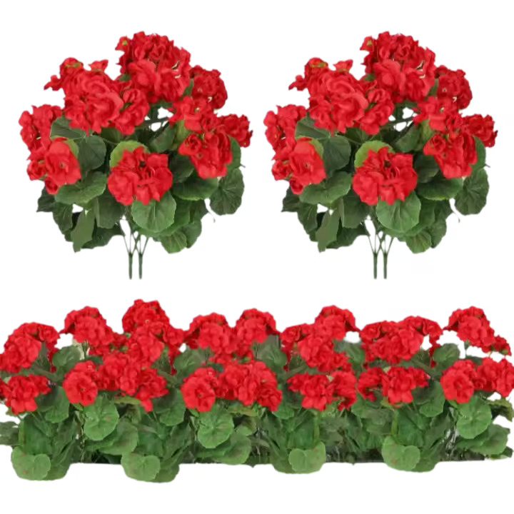 Géranos Artificiales Flor de Seda para Decoración de Bodas y Fiestas al Aire Libre - 1