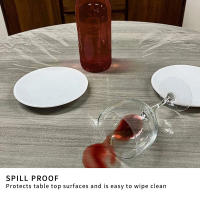 Mantel elástico redondo ajustado de PVC, cubierta protectora transparente impermeable a prueba de aceite para mesa de comedor, manteles para el hogar - details 4