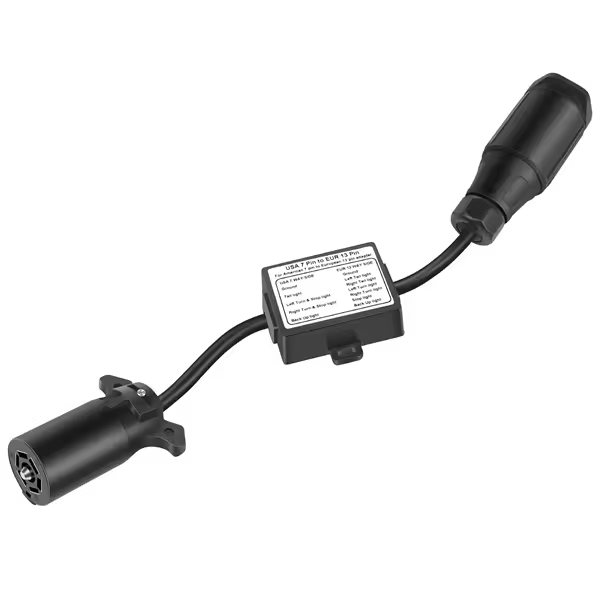 Convertidor de Luz de Remolque Europeo Enchufe Plano de 7 Way (Vehículo US) a Enchufe Redondo de 13 Pines (Remolque EU) - 1
