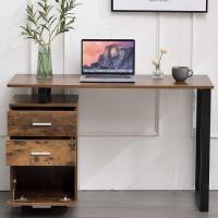 Escritorio Moderno de Madera y Acero 3 Cajones, Porta Ordenador, Diseño de Mesa de Trabajo, 120 x 50 x 75 cm, Decoración para Casa y Oficina - details 41