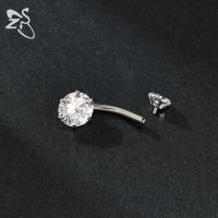 ZS 1 pieza 14G anillo de ombligo de acero inoxidable para mujeres y niñas blanco rosa CZ cristal ombligo Piercings cuerpo Piercing 6/8/10/12MM - details 8