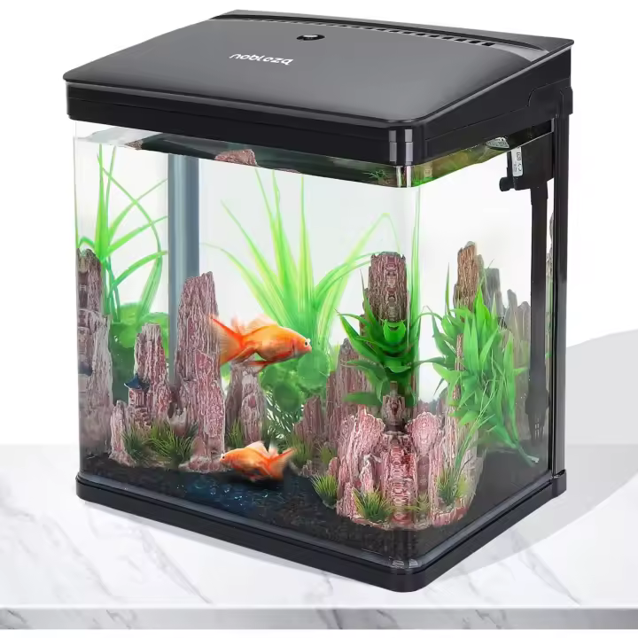 Nobleza - Acuario de Cristal con Cubierta y Luces LED. Sistema de filtro de 7 litros. Color negro - 1