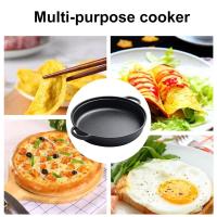 Sartén de hierro fundido duradera de 22/25 cm antiadherente y gruesa con tapa, doble asa, wok de hierro para cocina de gas e inducción. - details 22
