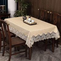 Mantel rectangular de lujo con bordado de encaje, cubierta de mesa redonda, mesa elegante con flores, tela de comedor, pañuelos de mesa - details 7