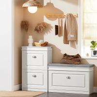 Estrecho Recibidor Estanterias Almacenaje Organizador para Zapatos Blanco 54 x 24 x 83 cm FSR78-W ES - details 8