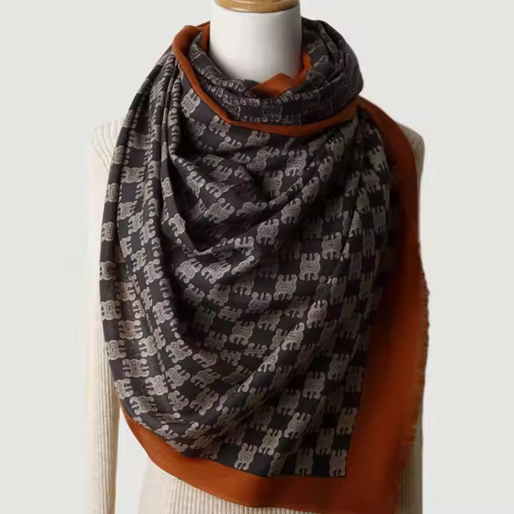 Chal largo de lana para mujer, nueva bufanda cálida con estampado digital de doble uso con logotipo para mujer para primavera, verano, otoño e invierno - 1