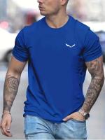 Verano de los hombres tamaño suelto 100% algodón estampado de pájaros Slim Fit Casual cuello redondo manga corta camiseta Top - details 7