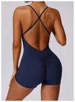 Mono de Yoga Cruzado Top Corto sin Mangas Material de Nylon Estilo Sólido Para Primavera/Verano - details 9