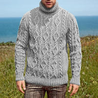 Suéter de punto con cuello alto a la moda para hombre, talla grande, 2024 - details 3