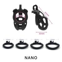 Dispositivo de castidad masculina, jaula con 4 anillos, candado, jaula para pene, correa de sujeción, juguete fetiche masculino - details 5