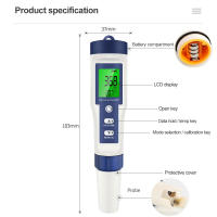 Medidor Digital 5 en 1 de PH, TDS, EC, probador de temperatura de salinidad, conductividad, filtro de agua, pluma de pureza con retroiluminación, 50% de descuento - details 10