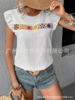 Blusa de manga corta de ganchillo para mujer 2025 Ence Bohemia Transparente Moda Primavera-Verano - details 10