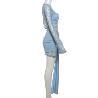 BUNO-con estampado Irregular de Nibber para mujer, moda de otoño, sexi, ver a través de cordones, puños con borlas elásticas, ropa de fiesta nocturna para discoteca - details 7