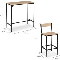 Mesa alta de bar Detroit de 100 cm y 4 sillas de bar de diseño industrial - details 4