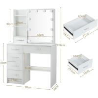 Maquillaje de Luces 10 Brillo Ajustable Espejo Grande con 6 Cajones Morno Blanco 80x36x131 cm - details 7